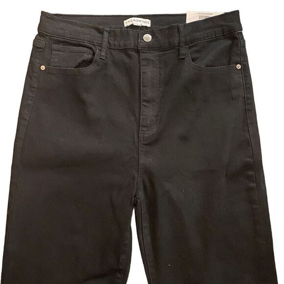 And Now This NWT High Rise black jeans size 32 footed through hip & thigh flares - Picture 3 of 14